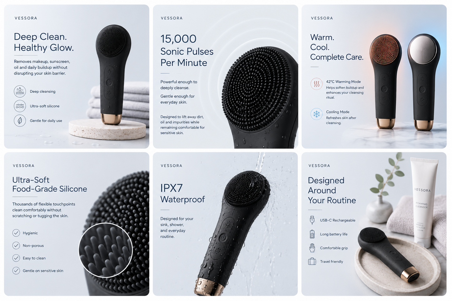 Vessora™ Pure Sonic Cleansing Brush